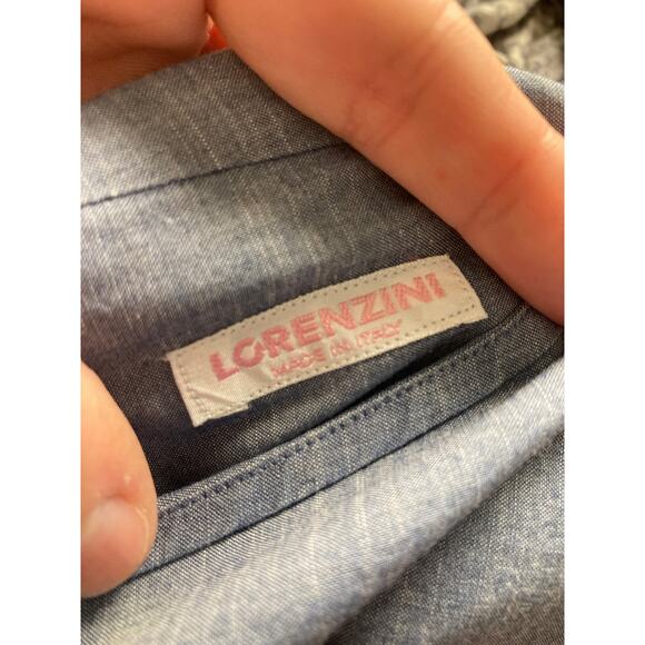 Lorenzini Italian Reversible Cotton Dress Chambray & Blue Camo Minimalism ~ Sz M - Picture 8 of 10